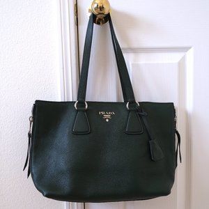 Timeless forest green leather Prada handbag